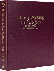 Liberty Walking Half Dollars 1916-1947, Date & Mintmark Set P, D & S (Burgundy)