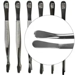 Curved Round Tip Nickel Tongs - 4 3/4"