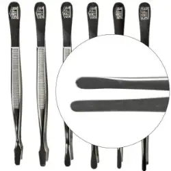 Straight Narrow Tip Nickel Tongs 4 3/4"