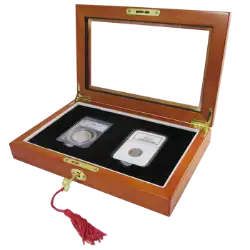 Wood Glass-Top Display Slab Box with Latch and Key - 2 Slab Universal
