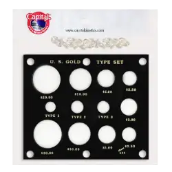 Gold Type Set Lib. 20, 10, 5, 3, 2.50, Type I,II,III