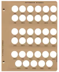 Jefferson Nickels Replacement Page (1938 - 1949)
