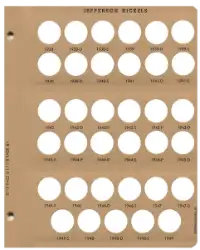 Jefferson Nickels with proof Replacement Page 1 1938-P - 1949-P