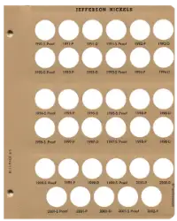 Jefferson Nickels With Proof Replacement Page (1990 - 2002)