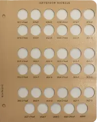 Jefferson Nickels With Proof Replacement Page (2017 - 2029)