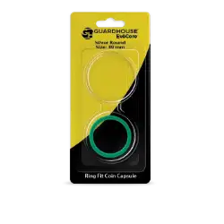 EvoCore Silver Round Silicone Ring Fit Coin Holder - 39mm (Green)