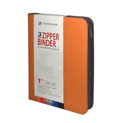 Zipper Binder with 3 Ring Clip - Orange