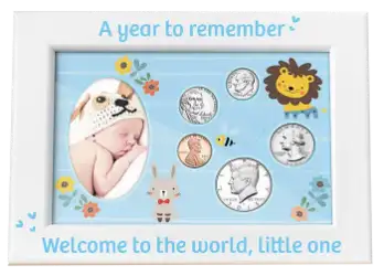 Babys First Year Coin & Photo Frame (Boy)