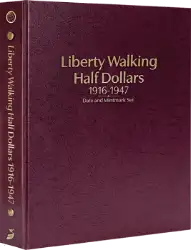 Liberty Walking Half Dollars 1916-1947, Date & Mintmark Set P, D & S (Burgundy)