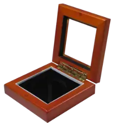 Guardhouse 3.87x3.87 Glass-top Wood Display Box - Holds Small Sized Capsule