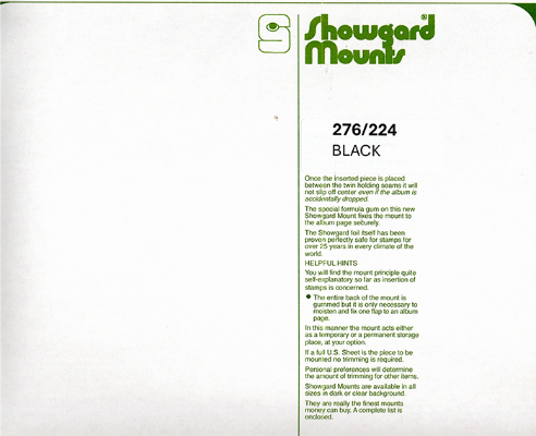 276/224 Showgard Mounts for Souvenir Sheets (Black)