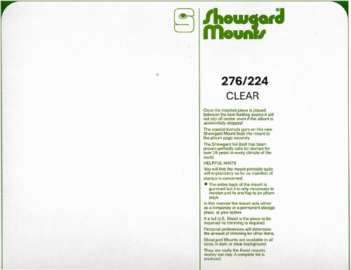 276/224 Showgard Mounts for Souvenir Sheets (Clear)
