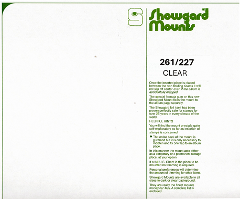 261/227 Showgard Mounts for Souvenir Sheets (Clear)