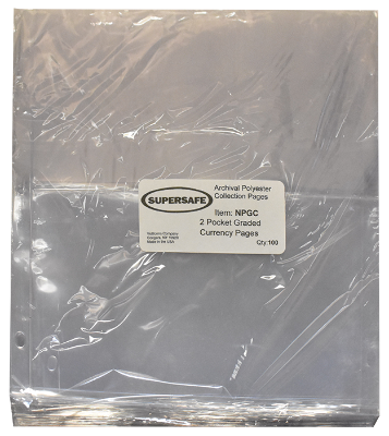 2 Pocket Pages (Archival) 100 per pack - Graded Currency