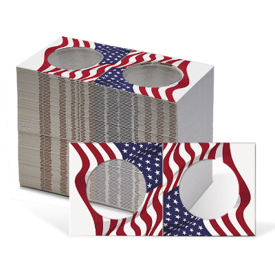 2.5x2.5 Paper Coin Holders for ASE/Large Dollar - American Flag