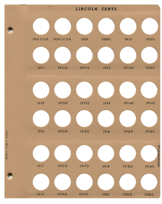 Lincoln Cent Replacement Page 1 1909-V.D.B - 1920 S