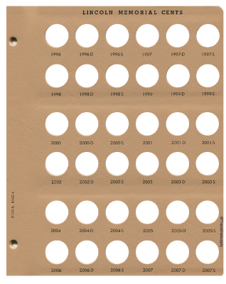 Lincoln Cents with Proof Replacement Page 8 1996-2007-S