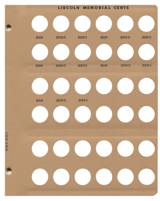 Lincoln Cents with Proof Replacement Page 9 2008-2009-S