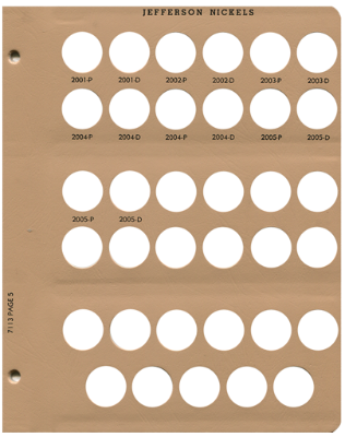 Jefferson Nickels Replacement Page 5 2001-P - 2005-D