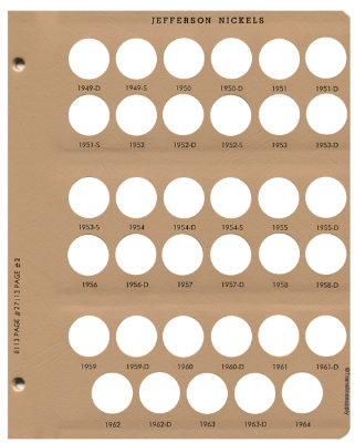 Jefferson Nickels with proof Replacement Page 2 1949D - 1964