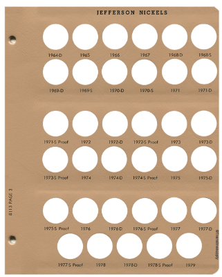 Jefferson Nickels with proof Replacement Page 3 1964-D - 1979