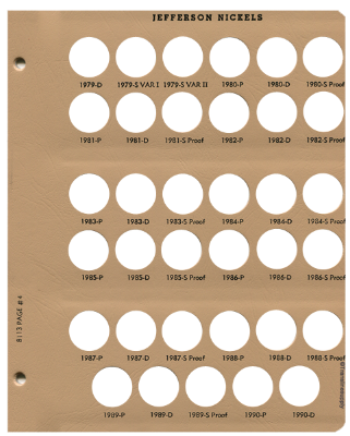 Jefferson Nickels with proof Replacement Page 4 1979-D to 1990-D