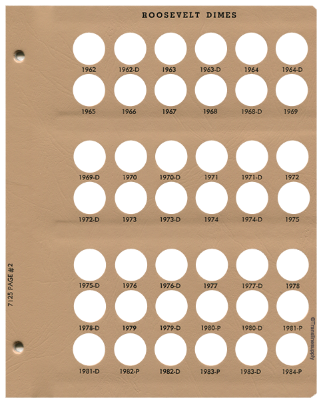 Roosevelt Dimes Replacement Page 2 1962-1984-P