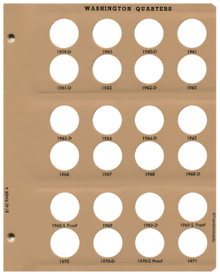 Washington Quarters with Proof Replacement Page 4 1959 D - 1971