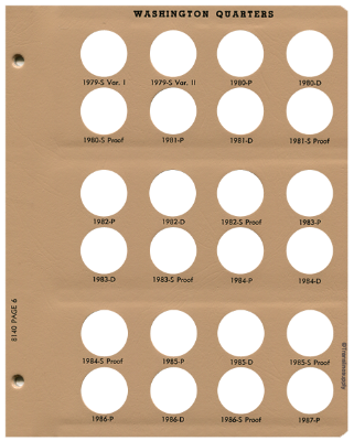 Washington Quarters with Proof Replacement Page 6 1979-S-1987-P