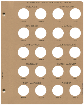 Statehood Quarters P&D Replacement Page 1 1999-P-2000-D