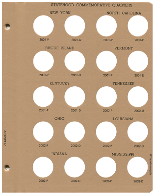 Statehood Quarters P&D Replacement Page 2 2001 P to 2002 D