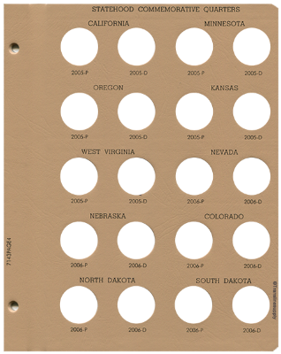 Statehood Quarters Replacement Page 4 2005 P to 2006 D