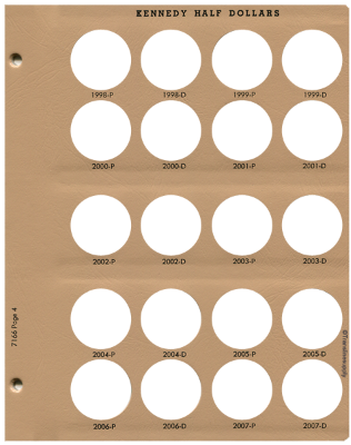 Kennedy Half Dollars Replacement Page 4 1998-P-2007-D
