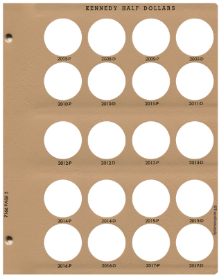 Kennedy Half Dollars Replacement Page 5 2008-P-2017-D