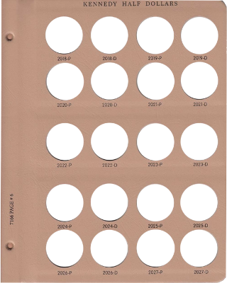 Kennedy Half Dollar Replacement Page 6 2018 P - 2027 D