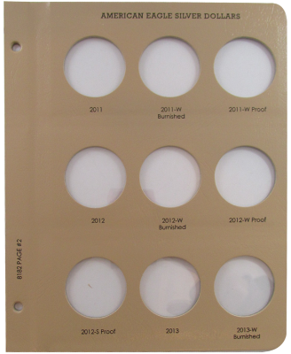 American Eagle Silver Dollars w/Proof Vol 2 Replacement Page 2 2011-2013W Burnished