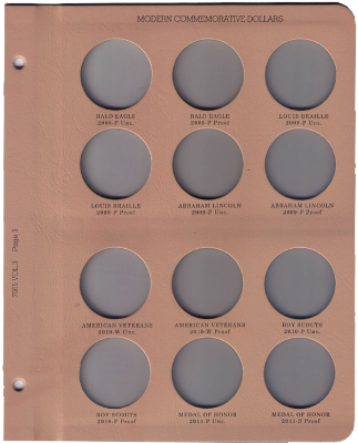 Dansco U.S. Modern Commemorative Dollar Vol 3  Replacement Page 3