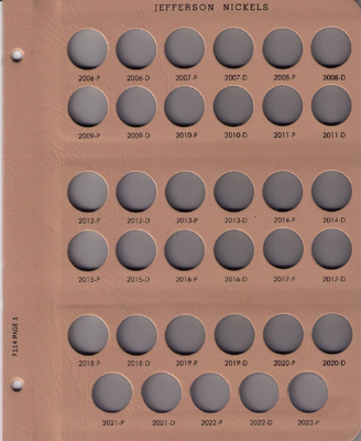 Jefferson Nickels 2006 to Date Replacement Page 1 2006 to 2023 P&D