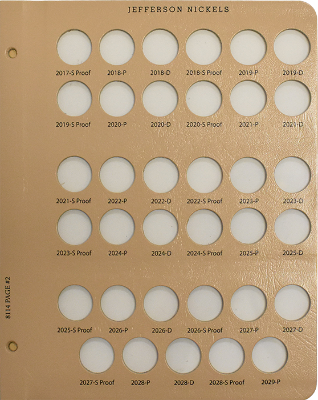 Jefferson Nickels with proof Replacement Page 2 2017 S Pr - 2029 P