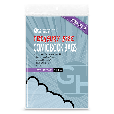 Shield Bag for Treasury Comics - 10 1/2 x 13 1/2 + 2 inch flap