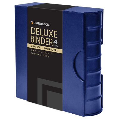 Cornerstone Large Capacity 4 D-Ring Binder & Slip Case (Navy Blue)