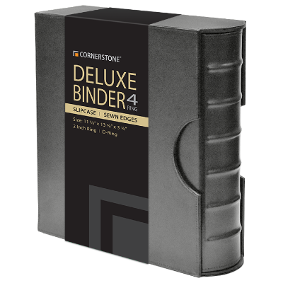 Cornerstone Large Capacity 4 D-Ring Binder & Slip Case (Gray)