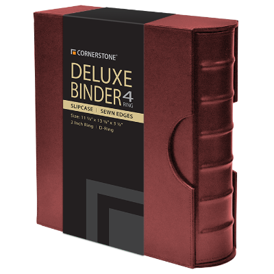 Cornerstone Large Capacity 4 D-Ring Binder & Slip Case (Burgundy)