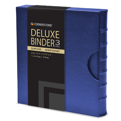 Cornerstone Regular Capacity 3 D-Ring Binder & Slip Case (Navy Blue)