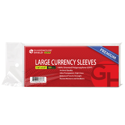 Shield OPP - Large Currency Sleeves - Premium OPP Currency Sleeves