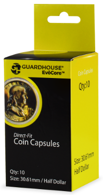Half Dollar (30.6mm) Direct-Fit EvoCore Coin Capsules - 10 Pack