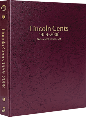 Lincoln Cents 1959-2008, Date & Mintmark Set P, D & S (Burgundy)