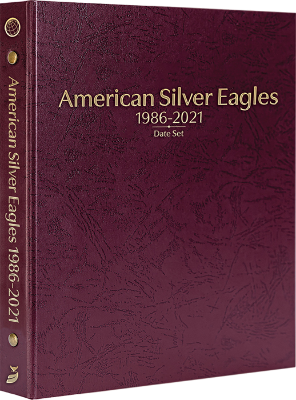 American Silver Eagles 1986-2021, Date Set P, S, & W (Burgundy)