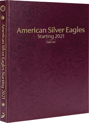 American Silver Eagles Starting 2021, Date Set P, S & W (Burgundy)