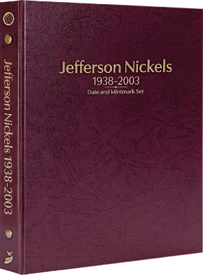 Jefferson Nickels 1938-2003, Date & Mintmark Set P, D & S (Burgundy)